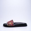 Women Graffiti Print Vintage Check and Leather Slides 40718891
